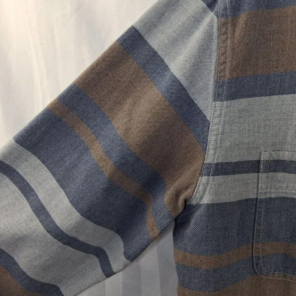 J.Crew Brushed Midweight Cotton Stripe Shirt H4831 Men's Size L Button Front W